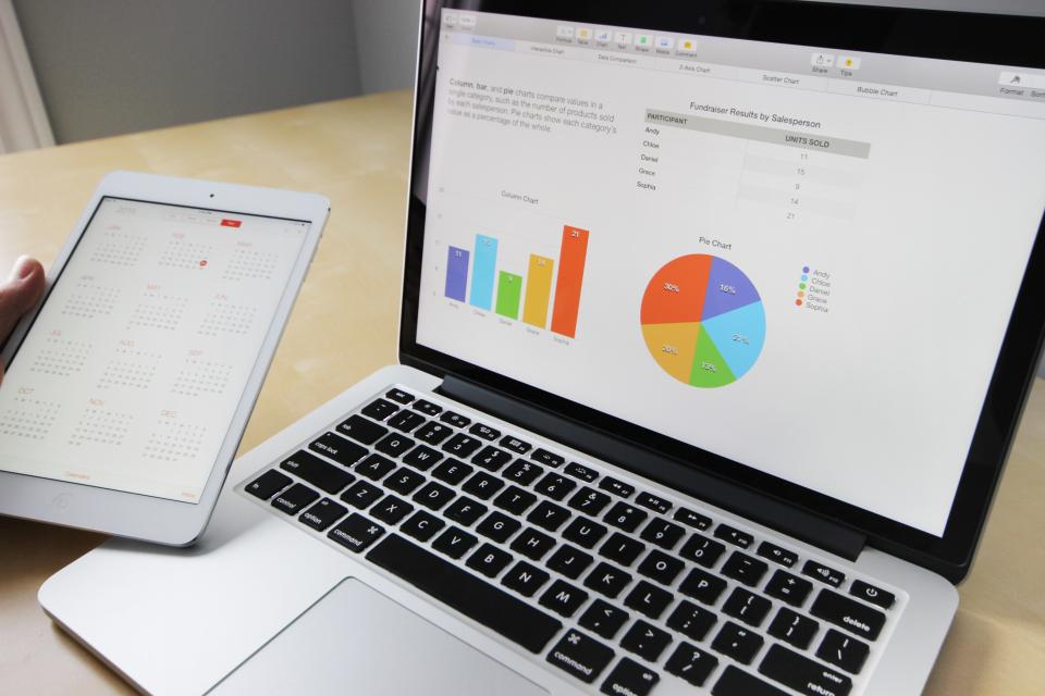 Profissional analisando indicadores financeiros em notebook